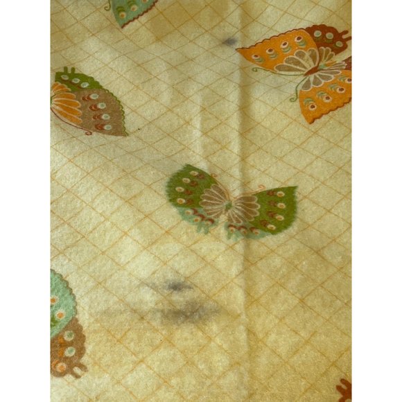 Vintage Lady Pepperell Polyester Butterfly Yellow Blanket Large Thick - Picture 9 of 12